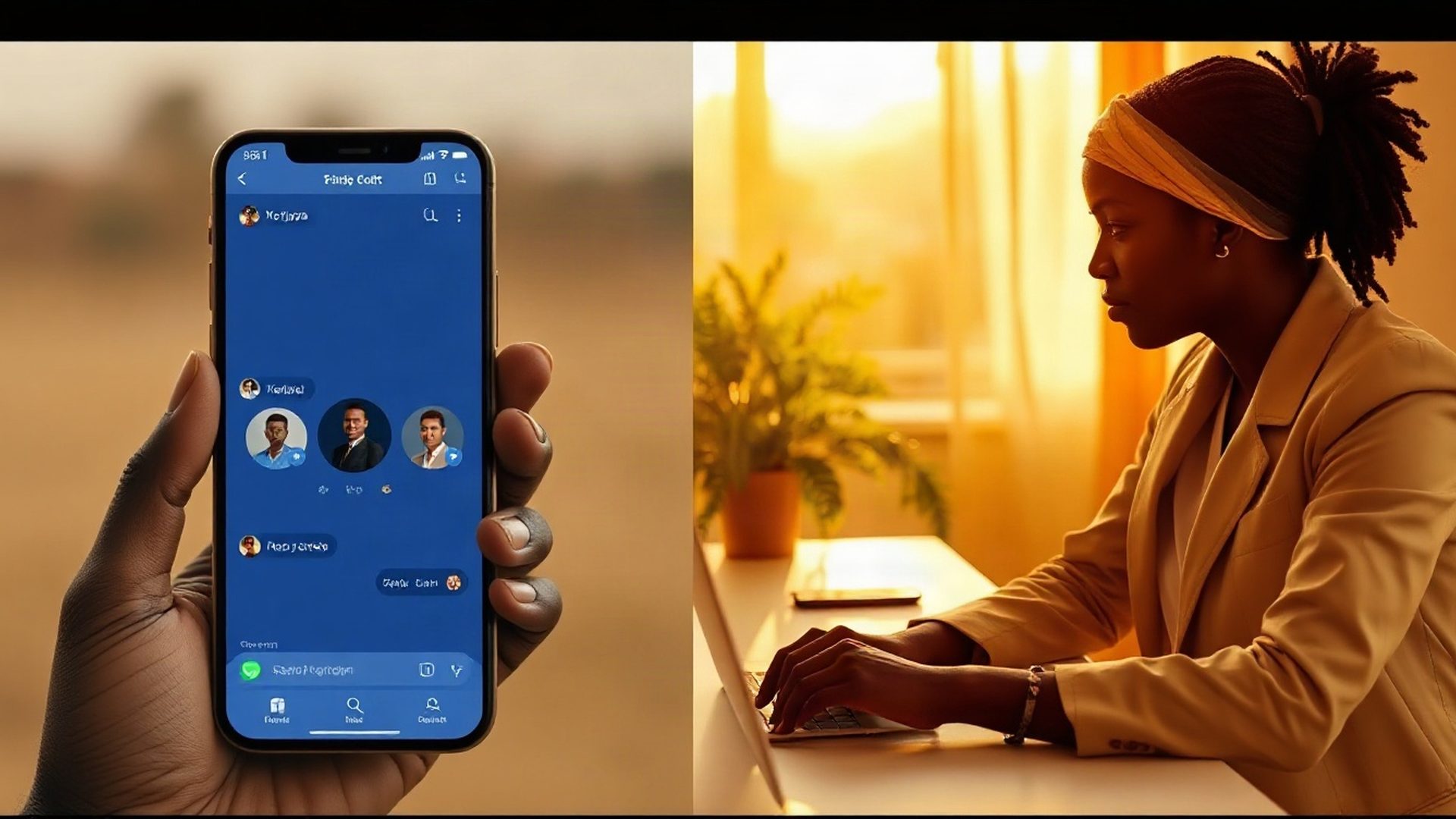 Chatbot pricing overview with a Kenyan professional at a bright desk